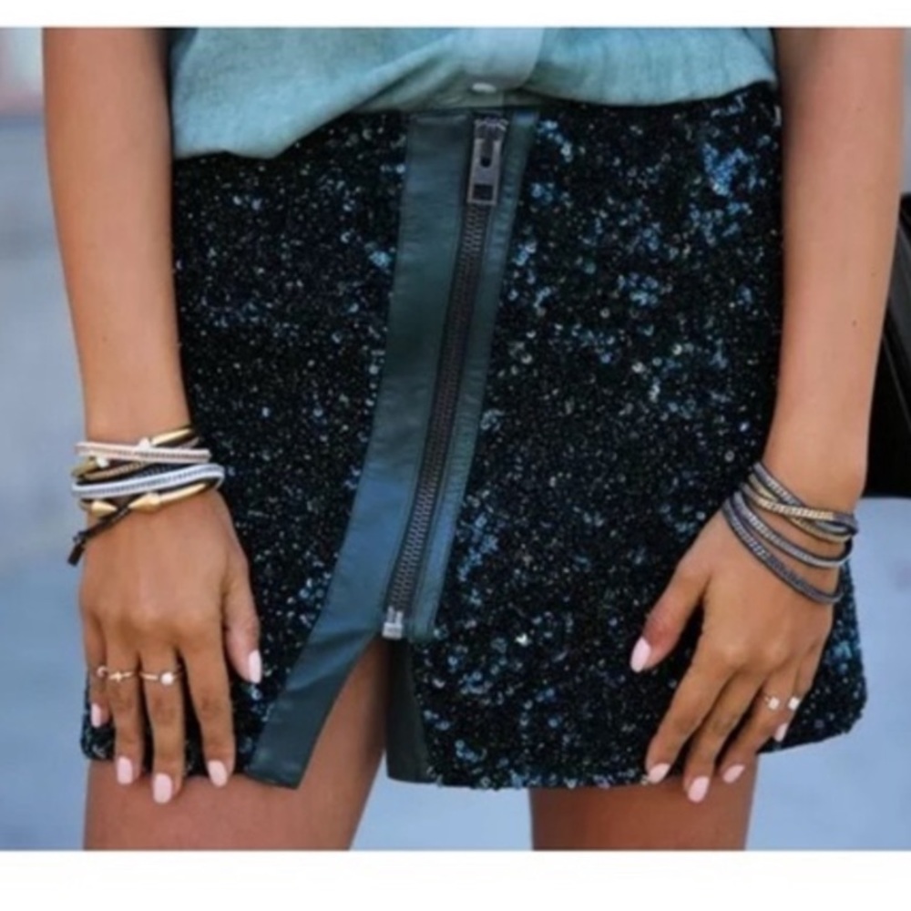 All Saints leather and sequins mini skirt